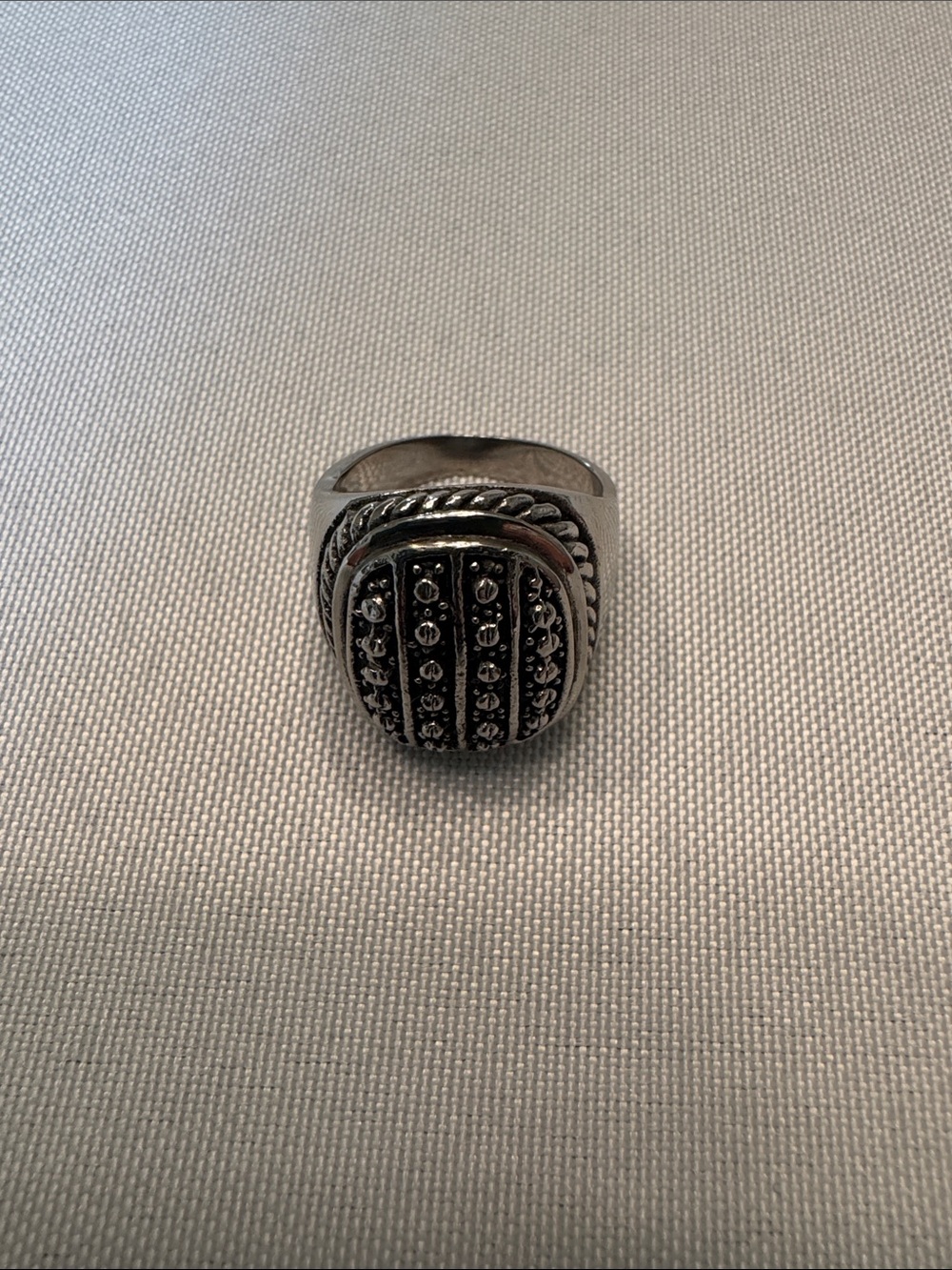 Sterling-Style Black and Silver Ladies Signet Ring